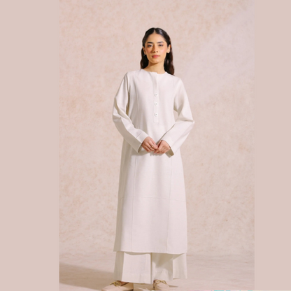 Unstitched White 2-Piece Dress for Women and Girls