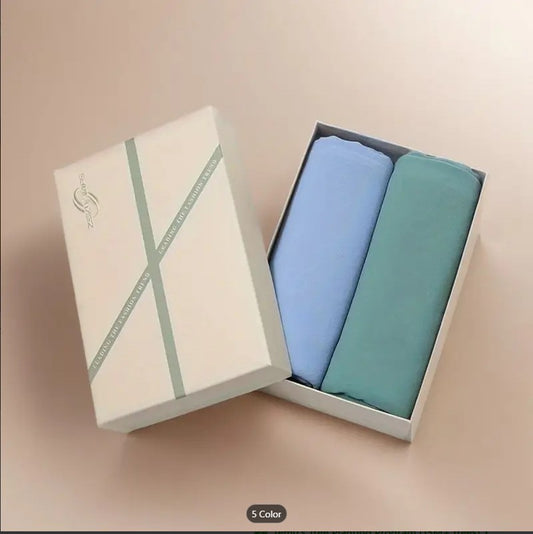 2 Bundle Denim Blue & Sage Luxury Chiffon Hijab for Women & Girls