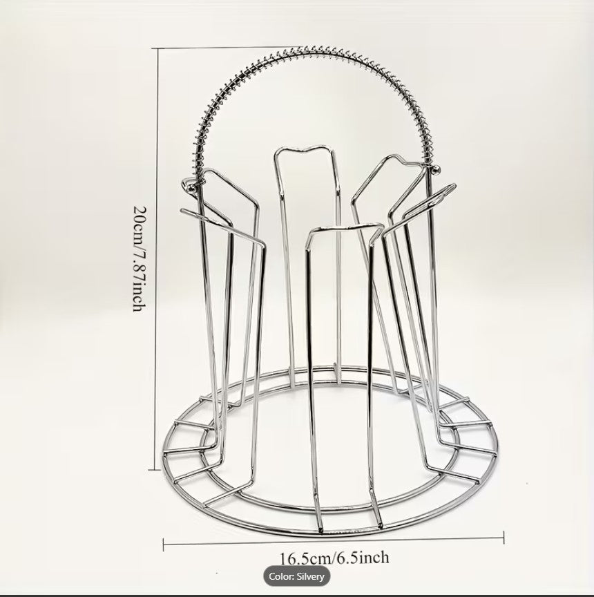 Stainless Steel Glass / Cup Storage Rack – Multi-Compartment Draining & Drying Stand for Mugs and Glasses (with out glasses & cups )