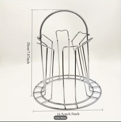 Stainless Steel Glass / Cup Storage Rack – Multi-Compartment Draining & Drying Stand for Mugs and Glasses (with out glasses & cups )