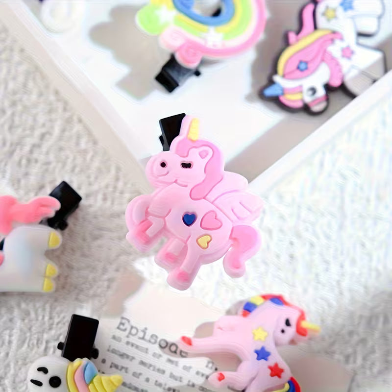 10pcs Rainbow Unicorn Hair Clips
