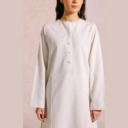 Unstitched White 2-Piece Dress for Women and Girls