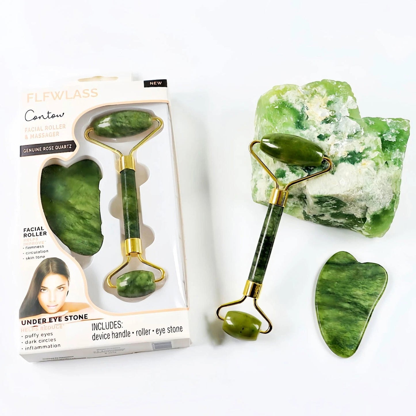 Gua Sha Facial Tools & Jade Roller Set for Skin Care, Reduce Puffiness and Improve Wrinkles, Guasha Tool for Face, Gua Sha Stone Self Care Gift for Woman Man