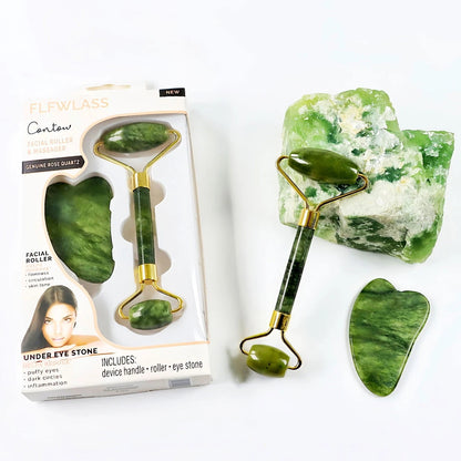 Gua Sha Facial Tools & Jade Roller Set for Skin Care, Reduce Puffiness and Improve Wrinkles, Guasha Tool for Face, Gua Sha Stone Self Care Gift for Woman Man