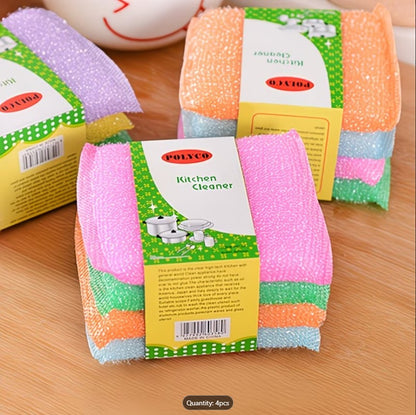 4PCS Premium Non-Scratch Kitchen Cleaning Sponges | Double-Sided Reusable Dish Scrubber Pads for Pots, Pans & Non-Stick Cookware