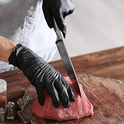 Black Nitrile Gloves Disposable  - Multi-Purpose Disposable Latex & Powder free Gloves, Durable Waterproof & Thickened for Kitchen, Medical, Photoshoot, Cooking, Cleaning & Mechanical Use, Synthetic Rubber, Tear & Chemical Resistant, Box