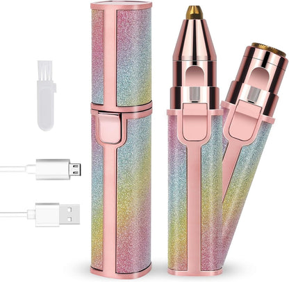 Eyebrow Trimmer 2 in 1 Rechargeable Eyebrow Trimmer Machine, Flawless 2in1 Electric Hair Remover, Facial Hair Removal Device for Women, Portable Precision Eyebrow & Face Hair Removal Tool
