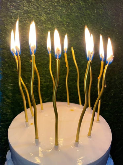 Pack of 6 Curly Candle's Mettalic Twisty Birthday Candles Set Happy Birthday candles For Cake Party Decoration
