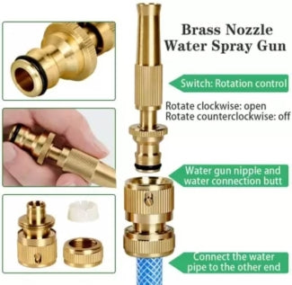 Water Nozzle Garden Spray Gu-n 4 Mode High Pressure Bra-ss Direct Nozzle Booster Adjustable Hose Nozzle Garden Brass Spray Nozzle Hose Nozzle Spray Adapter