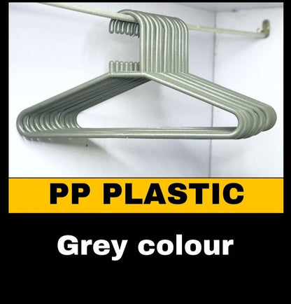 Pack of 12 Hangers - Good Quality Plastic Gray Hangers for Clothes