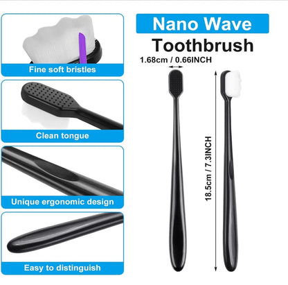 2PCS Ultra Soft Nano Bristle Toothbrush – Million Micro Fibers for Sensitive Teeth & Gums, Deep Clean & Whitening, Antibacterial Gum Care, Thick Wave Head, Ergonomic Non-Slip Handle – Tooth Brush for Adults, Braces & Implants