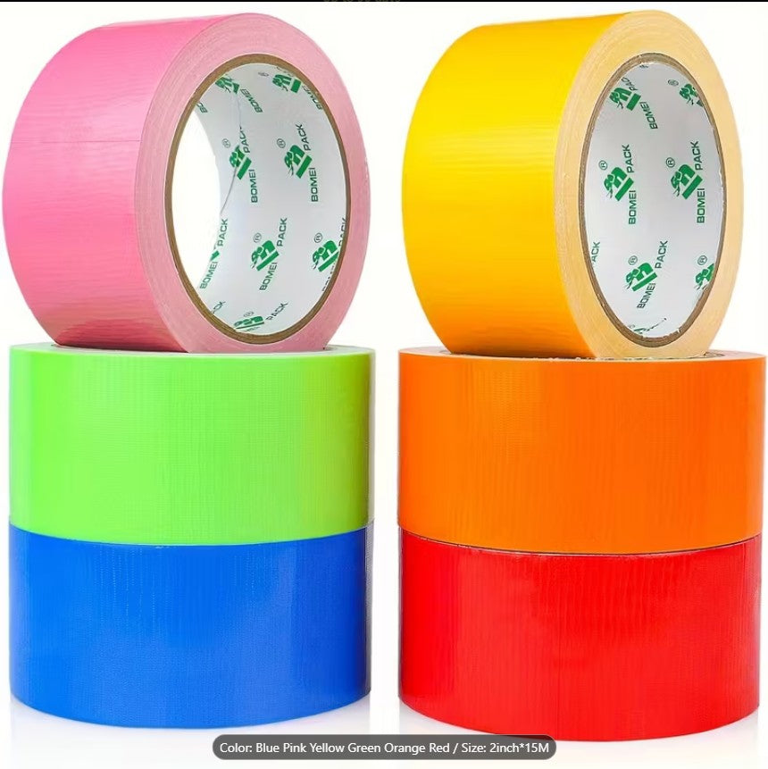 3 Rolls Heavy-Duty Clear Packing Tape (2.6mil, 10m Each) + 6pcs Multi-Color Waterproof Cloth Tape (9 Mil x 5.08cm x 14.94m) – Strong Adhesive, Durable Sealing for Shipping, Storage, Crafts & Repairs