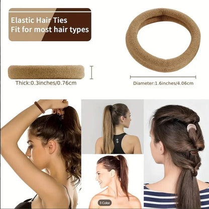 24 PCS Black Seamless Hair Ties for Women | Non-Slip, Damage-Free Ponytail Holders