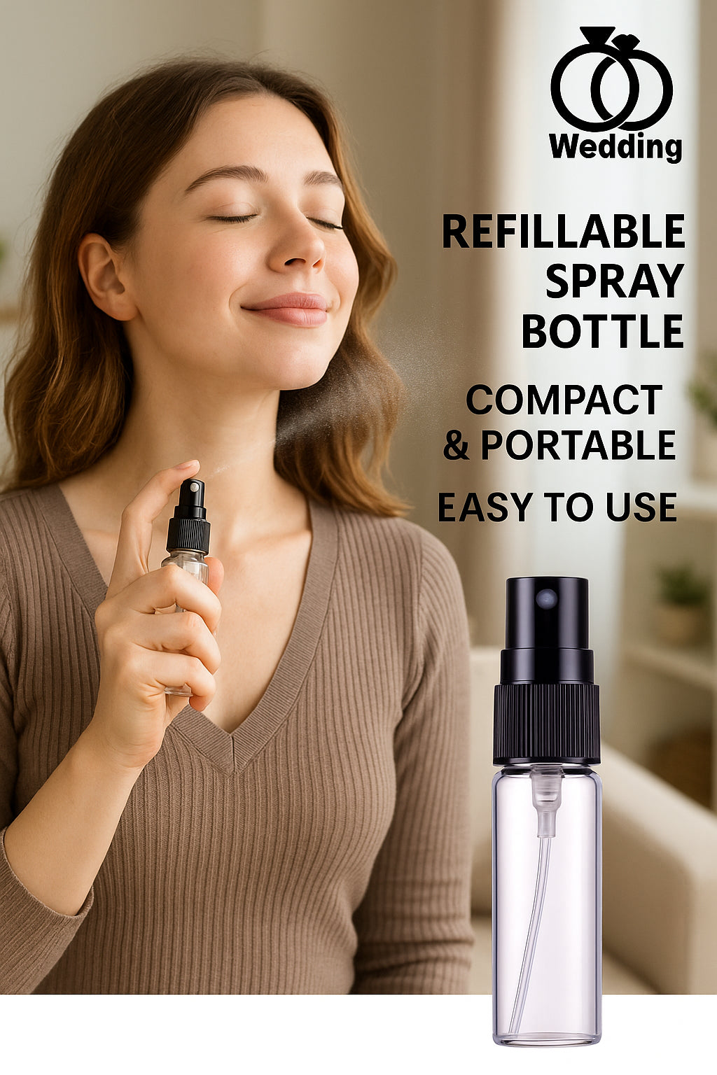 5ml Glass Perfume Spray Bottles – Refillable Travel-Sized Atomizer with PVC-Free Precision Nozzle | Portable Fragrance Container for Perfume, Cologne & Essential Oils | Clear Glass, Sleek Minimalist Design, Compact & Durable