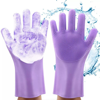 Pro Paki Magic Reusable Silicone Gloves with Wash Scrubber, Heat Resistant, for Cleaning, Household, Dish Washing, Washing the Car
