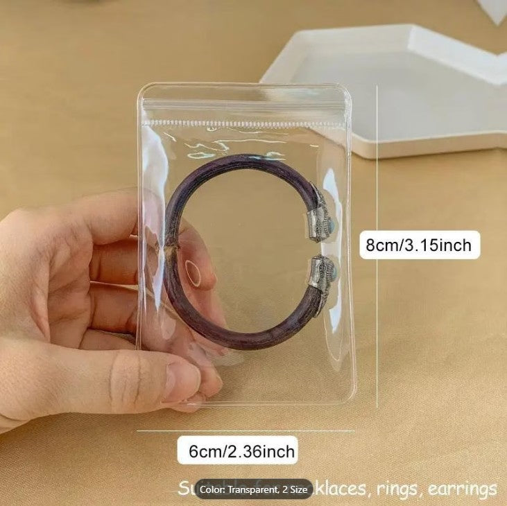 Pack Of 3 Transparent Reusable Zipper Bags – PVC Jewelry Organizer & Storage Pouches | Self-Seal Plastic Bags for Cosmetics, Earrings, Rings & Small Items