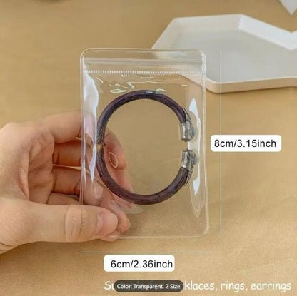 Pack Of 3 Transparent Reusable Zipper Bags – PVC Jewelry Organizer & Storage Pouches | Self-Seal Plastic Bags for Cosmetics, Earrings, Rings & Small Items