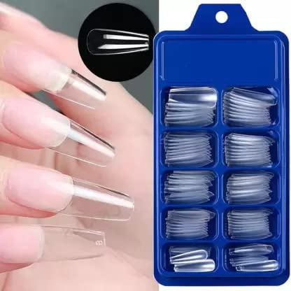 100 pcs Transparent/White Ballerina Fake Nails Coffin/Square/Almond Artificial Nails Medium Size Acrylic Nails for Nail