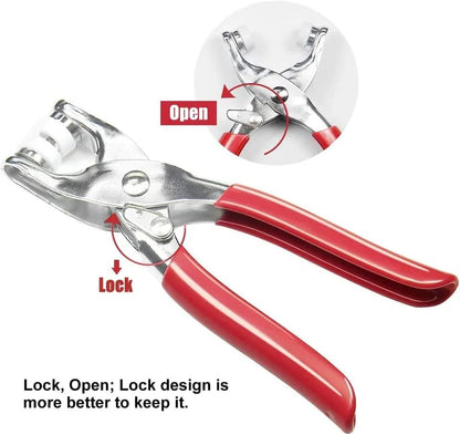 Premium Metal Snap Button Kit with Hand Pressure Pliers – Tich Button Machine Tool Set – 50pcs Durable Sewing Snaps for DIY Crafts, Clothes, Bags & Hats – Easy-to-Use Tich Button Pliers