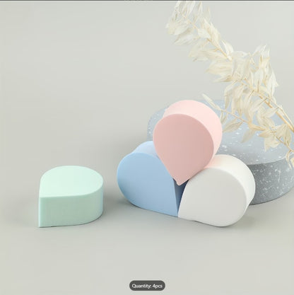 Set of 4 Diamond Shape Makeup Sponges – Water Activated Beauty Blender | Wet & Dry Use for Foundation, Concealer, Cream & Powder (Multicolor & shape)
