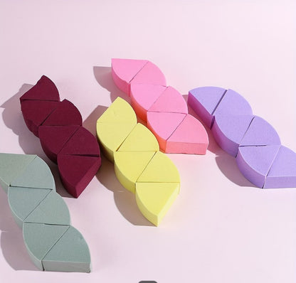 Set of 4 Diamond Shape Makeup Sponges – Water Activated Beauty Blender | Wet & Dry Use for Foundation, Concealer, Cream & Powder (Multicolor & shape)