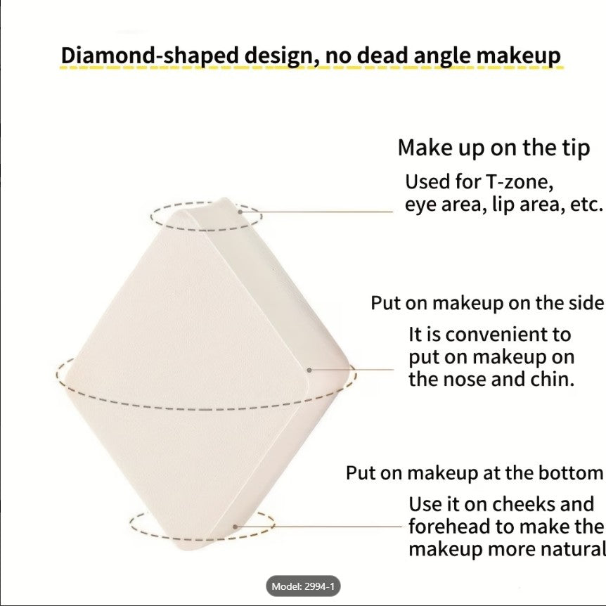 Set of 4 Diamond Shape Makeup Sponges – Water Activated Beauty Blender | Wet & Dry Use for Foundation, Concealer, Cream & Powder (Multicolor & shape)