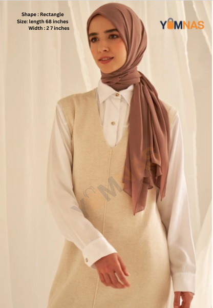 Cocao Brown Luxury Chiffon Hijab for Women & Girls