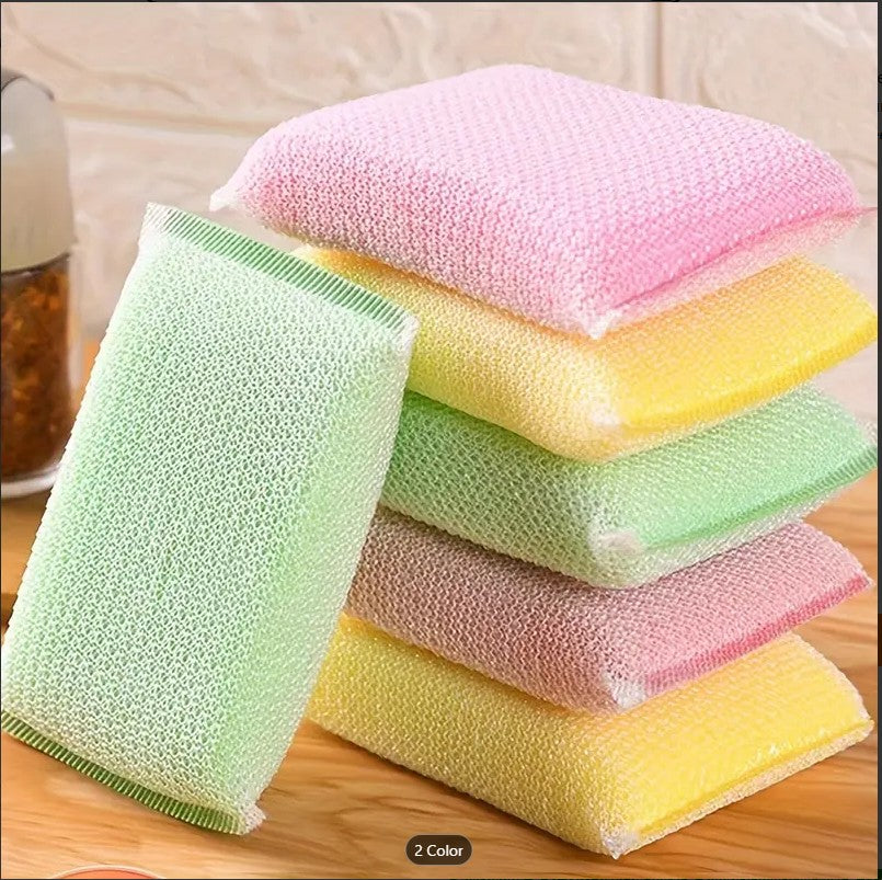 Colorful Non-Scratch Kitchen Sponges | Double-Sided & Reusable