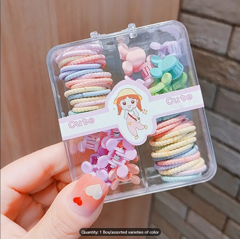 Children's Cute Candy Cartoon Rubber Bands & Girls Colorful Elastic Hair Bands Box