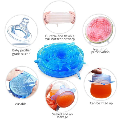 6 PCS Universal Food Silicone Stretch Lids