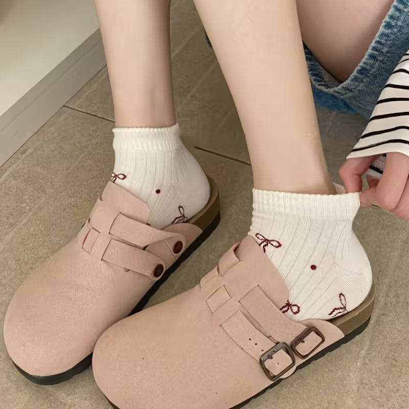 4/8 Pairs Women'S Striped Bowknot Ankle Socks