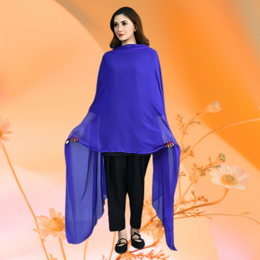 Blue Luxury Crinkle Chiffon Dupatta for Women & Girls