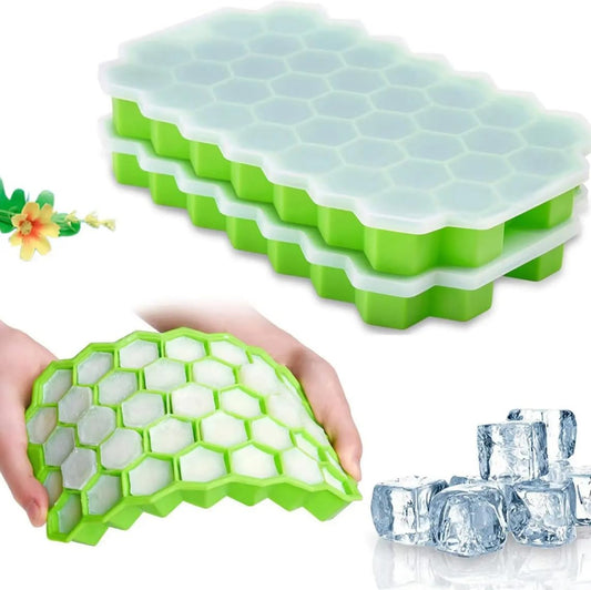 Silicone Shape Honeycomb 37 Cavity Ice Cube Mould Tray for Freezer, Chocolate Cake Maker, Ice Trays for Chilled Drinks, Reusable, Multicolor, Pack of 1 (No Color Choise) Random Color