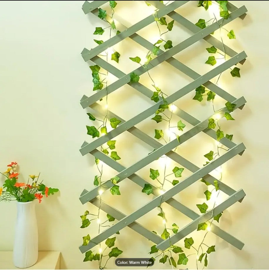 2.5 Meter Pothos Leaf LED String Lights – Battery Operated Artificial Vine Fairy Lights for Home, Weddings, Courtyards, Holidays, and Wall Decor