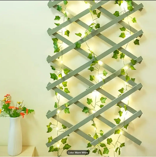 2.5 Meter Pothos Leaf LED String Lights – Battery Operated Artificial Vine Fairy Lights for Home, Weddings, Courtyards, Holidays, and Wall Decor