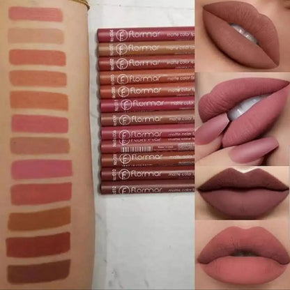 Matte Color Lipstick Pencil Set (12 Vibrant Shades)