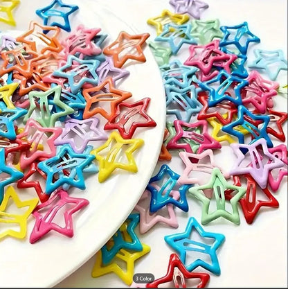 10 pcs Colorful Star-Shaped BB Barrettes Hair Clips 20 clips Set for Girls - Lovely Kids Hair Accessories
