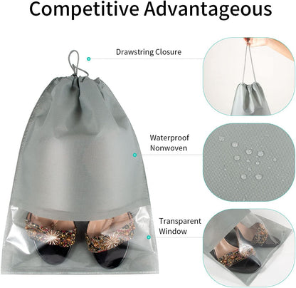 Travel Shoes Storage bag with clear window non-woven with PVC Bag