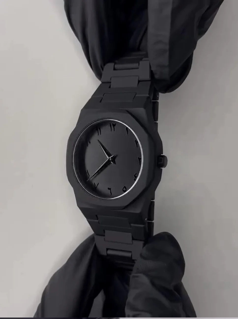 Black Arabic Aura Watch – Premium Matte Black Finish with Arabic Numerals | Unisex Luxury Fashion Watch