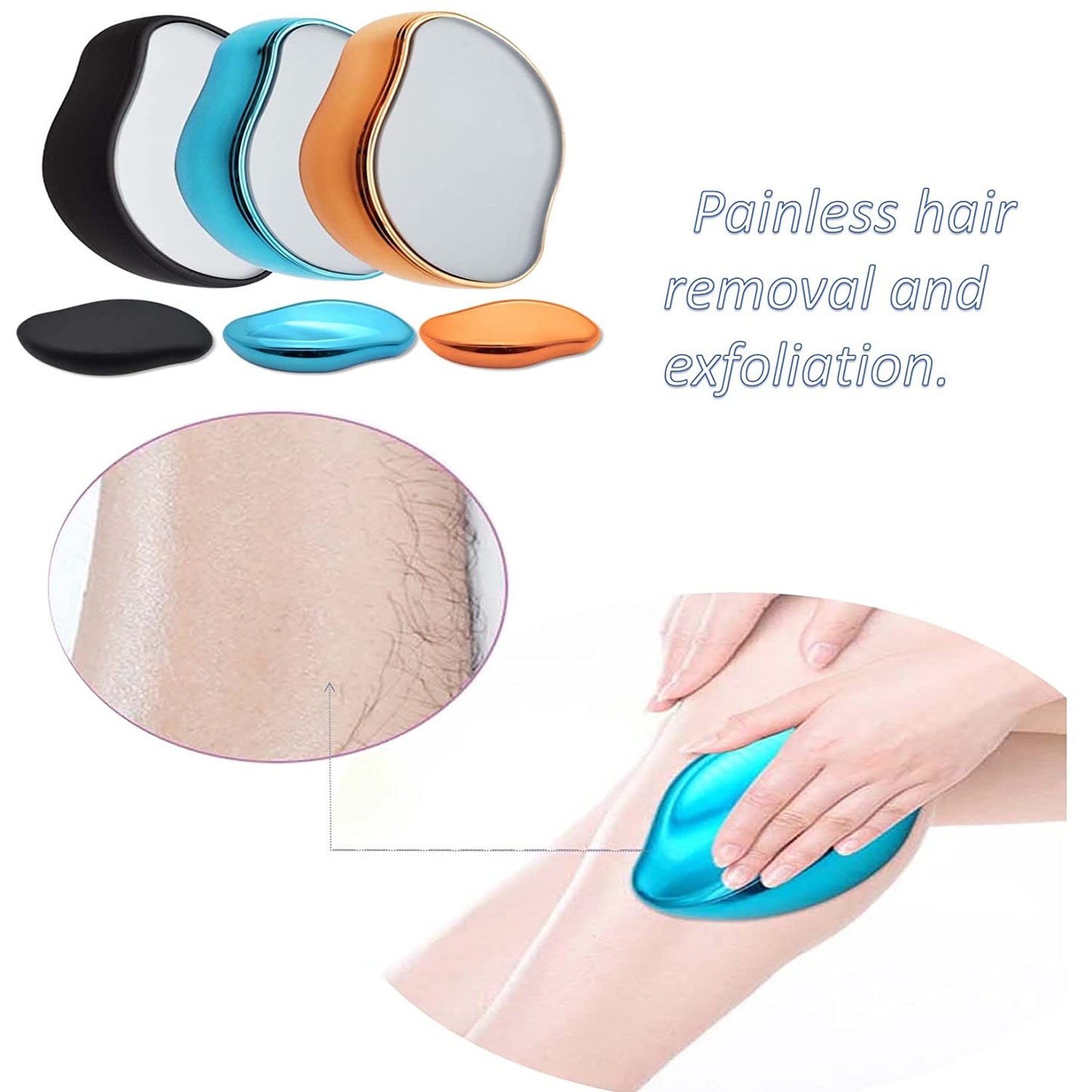 Hair Removal Painless Physical Manual Epilator- Crystal Hair Eraser Nano Glass Hair Remover-Washable Portable Hair Removal Beauty Tool- Hair Eraser Stone for Man and Women multicolor