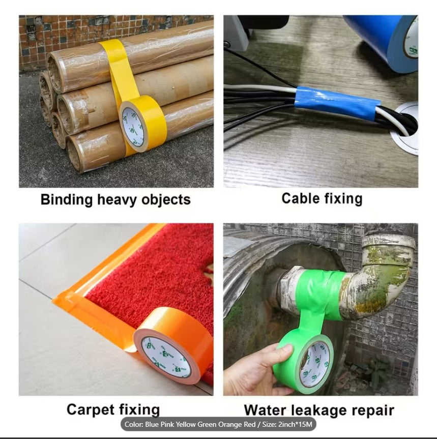 Heavy-Duty Clear Packing Tape (2.6mil, 10m Each) + 6pcs Multi-Color Waterproof Cloth Tape (9 Mil x 5.08cm x 14.94m) – Strong Adhesive, Durable Sealing for Shipping, Storage, Crafts & Repairs