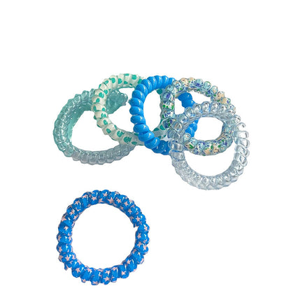 6Pcs/set Summer New Candy Color Telephone Wire Elastic Hair Rope Rubber Band