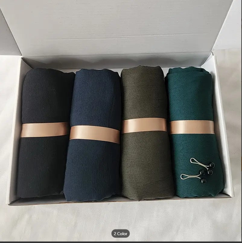 4 Bundle Dark  Luxury Chiffon Hijab for Women & Girls