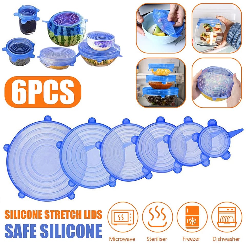 6 PCS Universal Food Silicone Stretch Lids