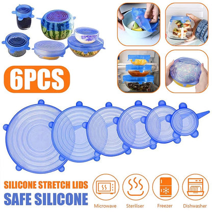 6 PCS Universal Food Silicone Stretch Lids