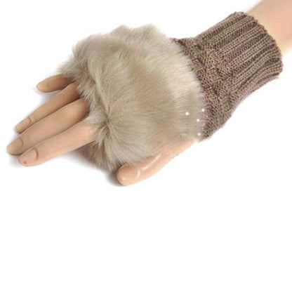 Women’s Plush Fleece-Lined Half-Finger Gloves
