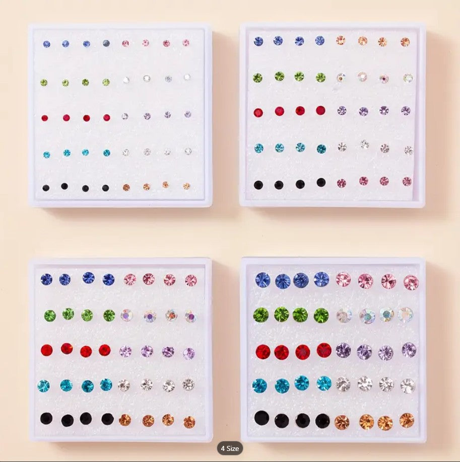 Zirconia Stud Earrings Set