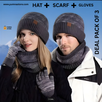 3PCS Winter Hat & Scarf Set for Women