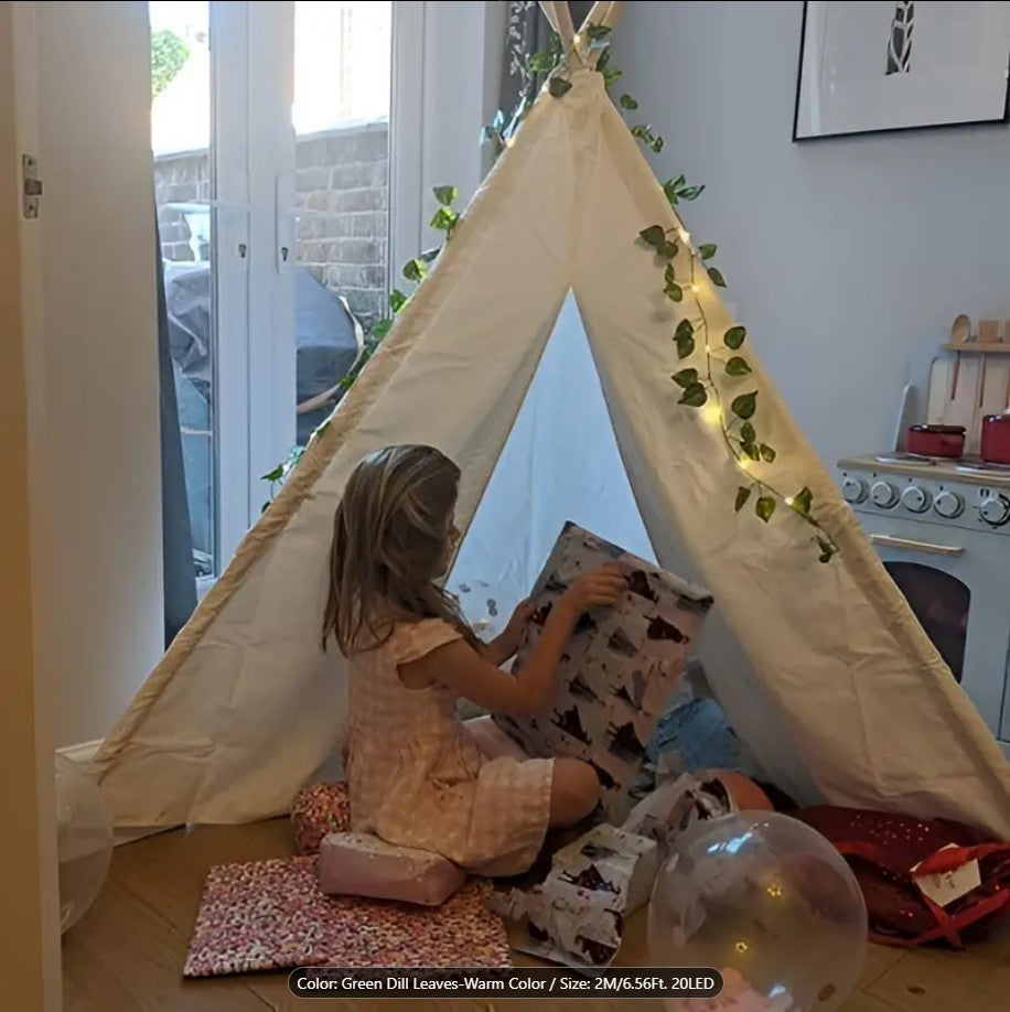 Artificial Vine Fairy Lights Pothos Leaf LED String Lights Battery Operated