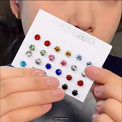 Zirconia Stud Earrings Set